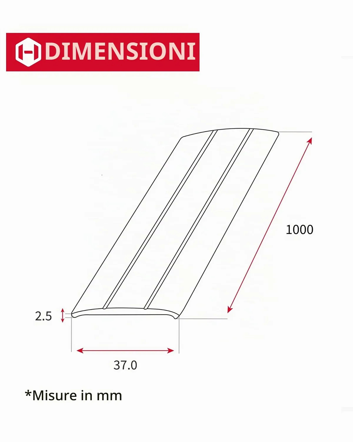 Gedotec profilo transizione autoadesivo 100 cm bronzo alluminio