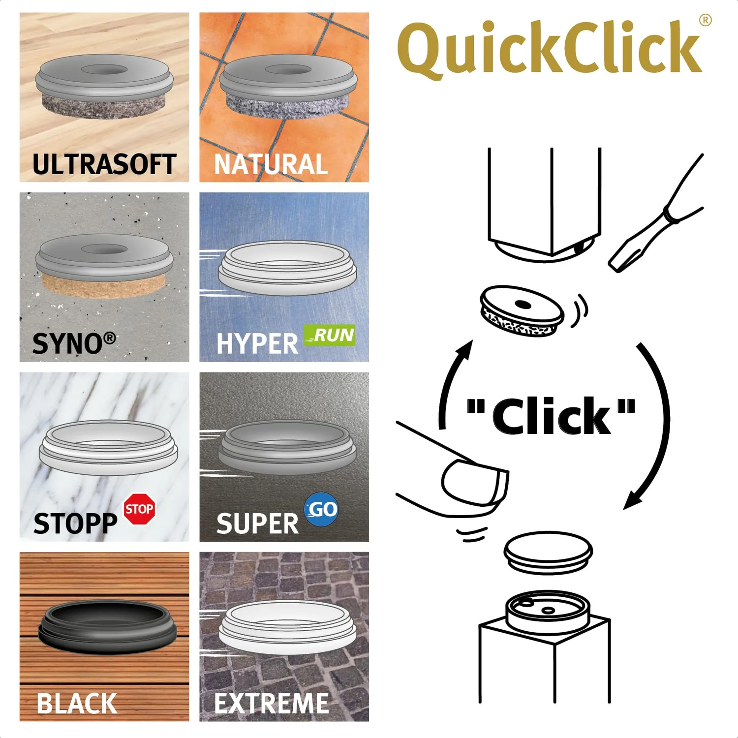 Wagner QuickClick 15785600 feltrini avvitare set 4 pezzi Ø20 mm Extreme