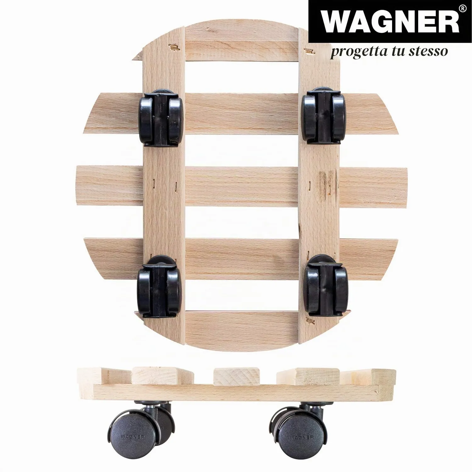 WAGNER carrello piante rotondo Ø30x8 cm faggio naturale
