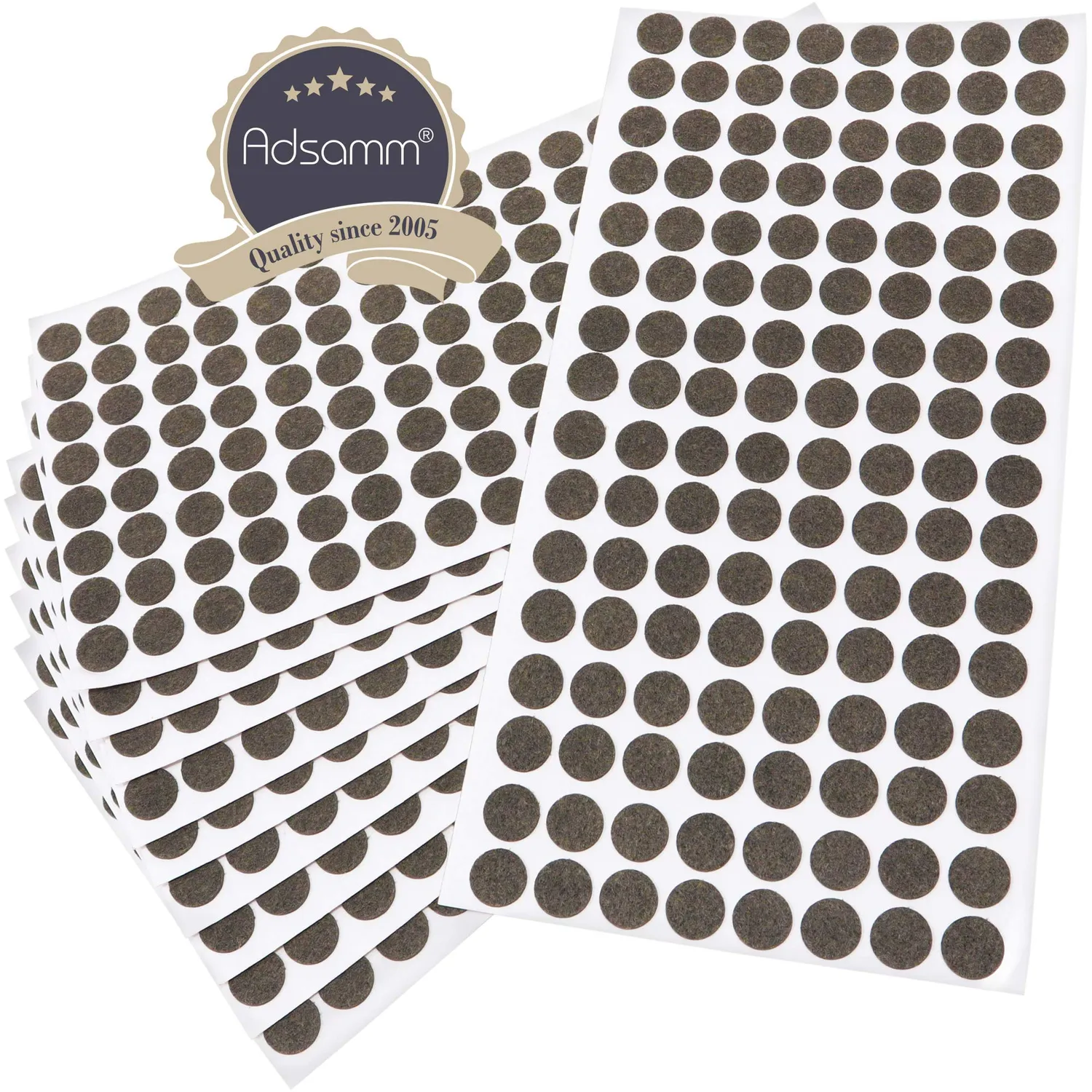 Adsamm Feltrini Autoadesivi Ø 12 mm Rotondi Marroni 1280 pz Sottili