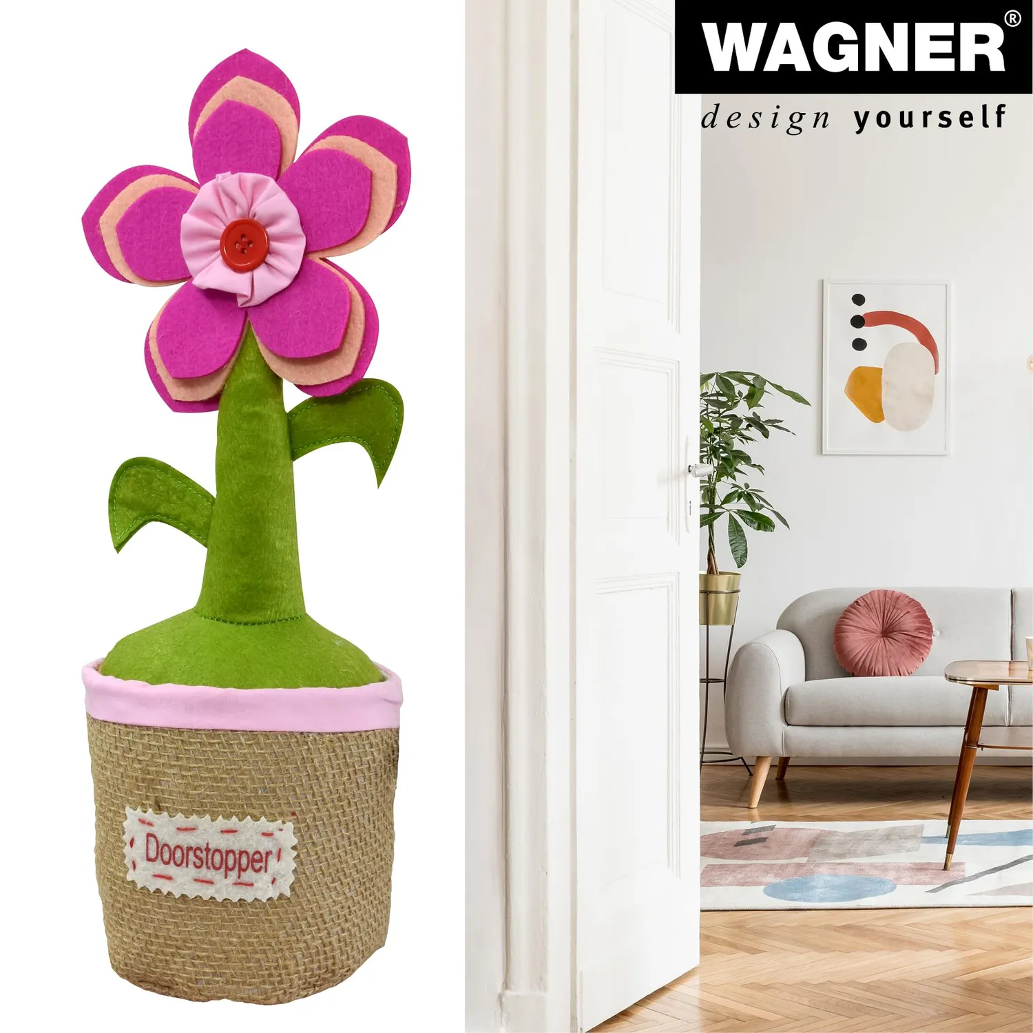 Wagner Pink Flower Fermaporta Tessuto Rosa 1500 g