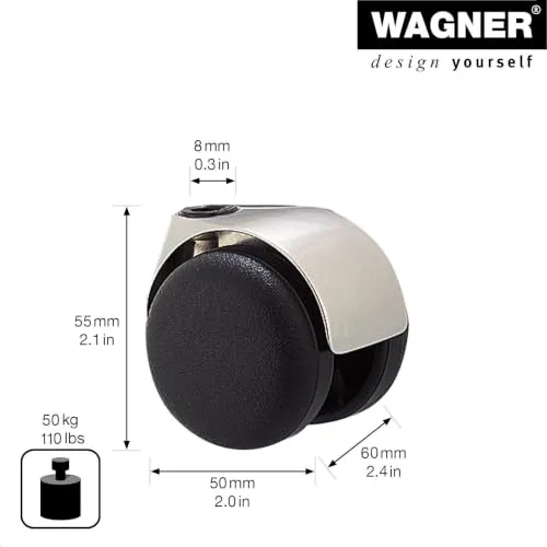 Wagner Design 01002001 rotella sedia ufficio dura 50 mm 1 pz