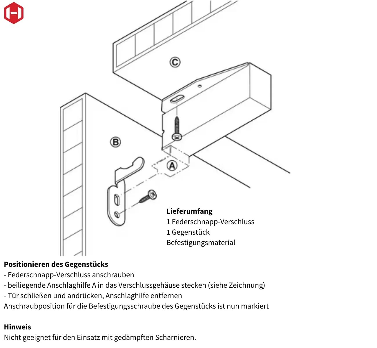 Gedotec Automatik scrocco molla touch-latch metallo 1 pezzo