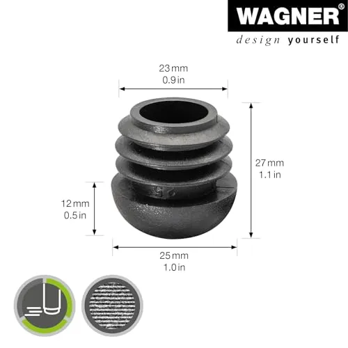 Wagner 15005499 feltrini per tubi tondi 4 pezzi Ø 23/25 mm neri