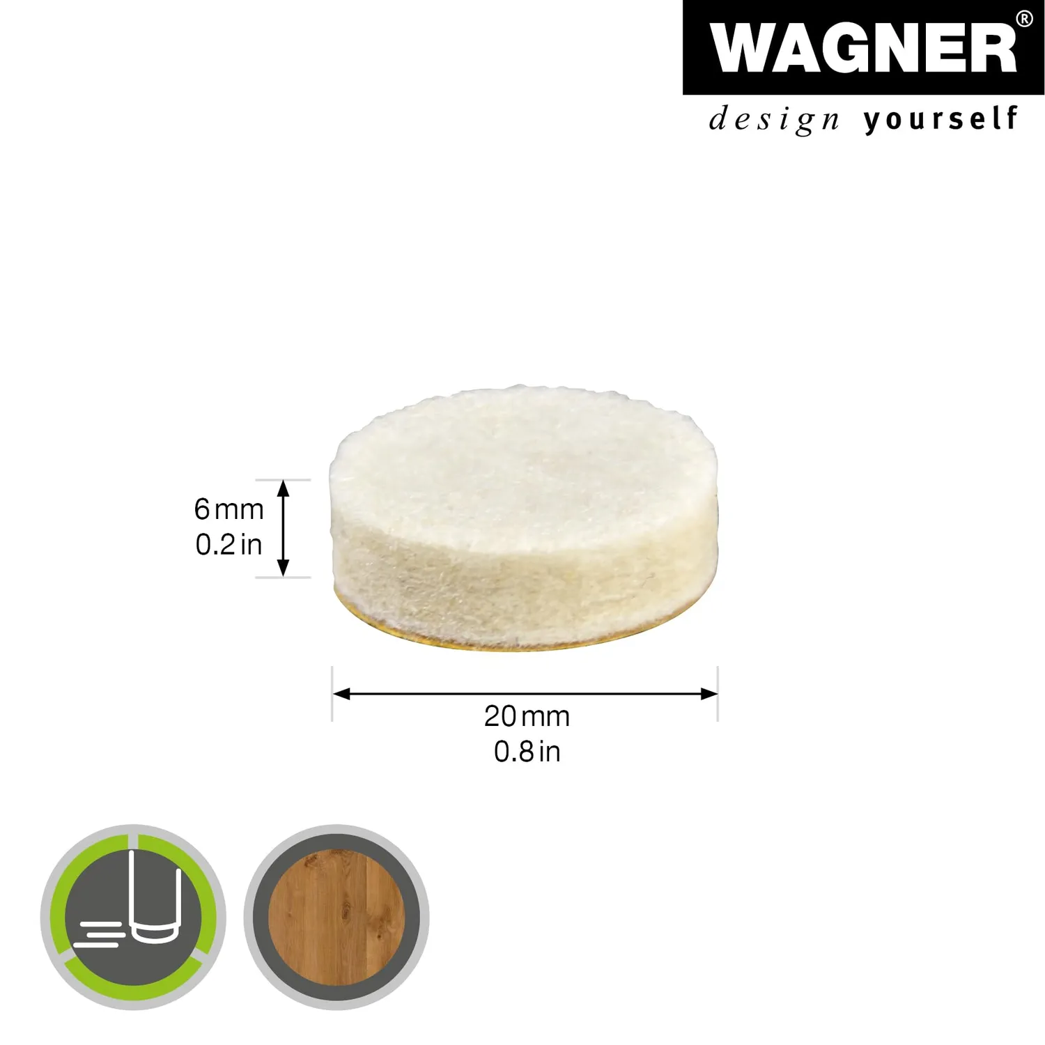 Wagner 15122199 feltrini adesivi 16 pezzi feltro lana