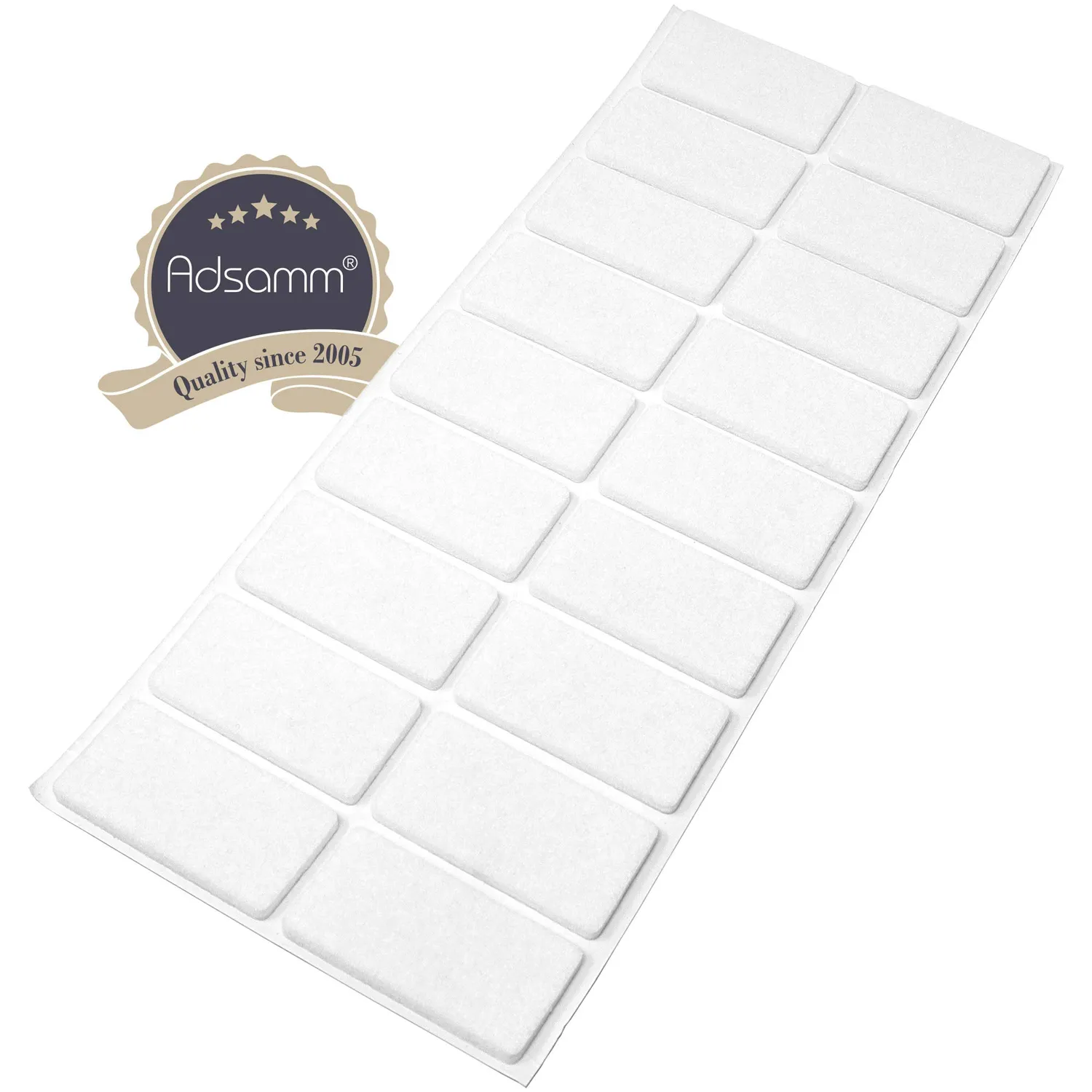 Adsamm feltrini autoadesivi 25x50mm bianchi 18 pezzi feltro