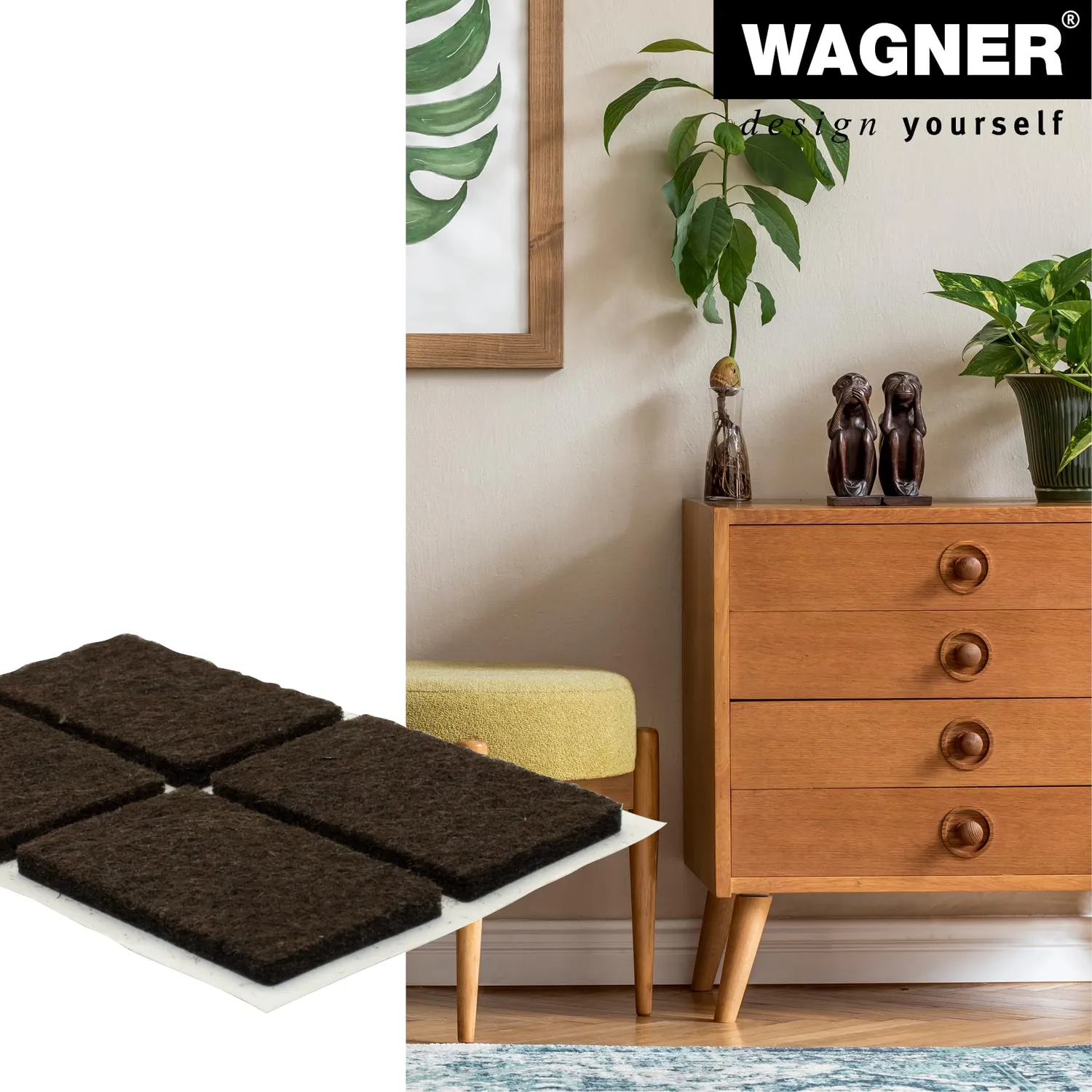 Wagner EH 1737 feltrini adesivi 22x36 mm marroni 12 pz feltro