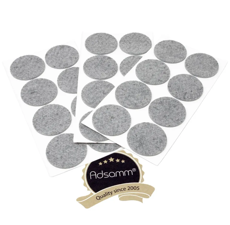 Adsamm Feltrini Adesivi Ø60 mm Grigi Rotondi 24 pz 3,5 mm