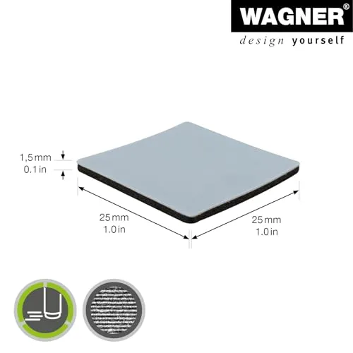 Wagner EH 1224 pattini PTFE quadrati 12 pezzi grigi 25x25