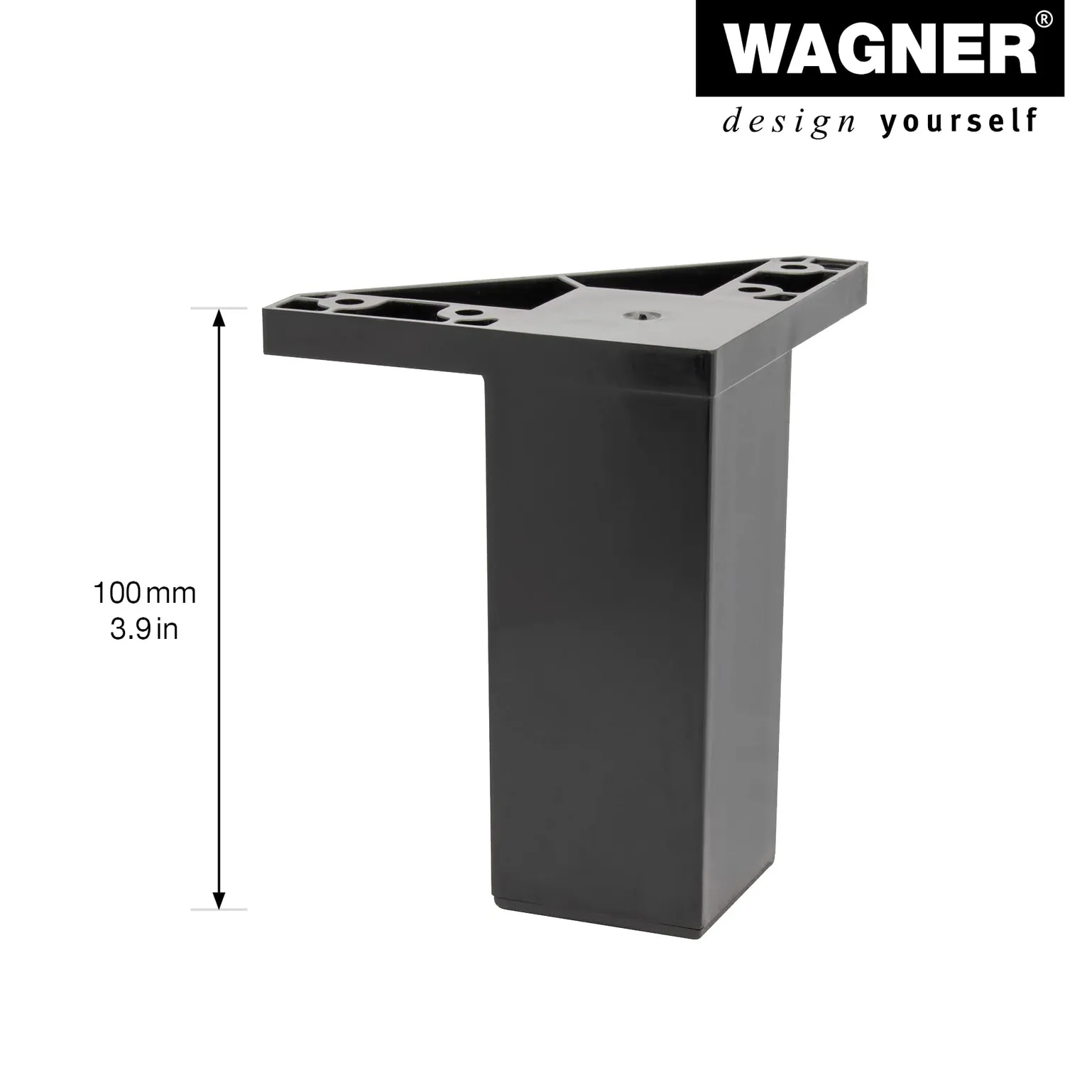 Wagner Design 12022101 gamba quadrata nera 100 mm