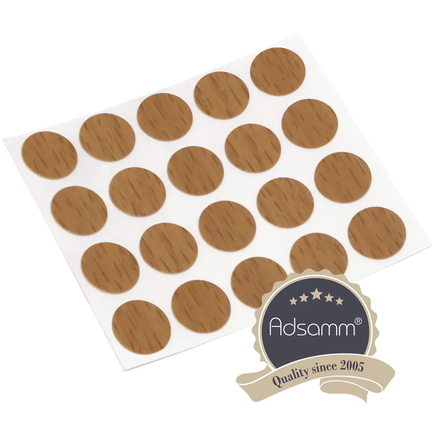 Adsamm Copriforo adesivi noce Ø 13 mm 20 pezzi ultrasottili
