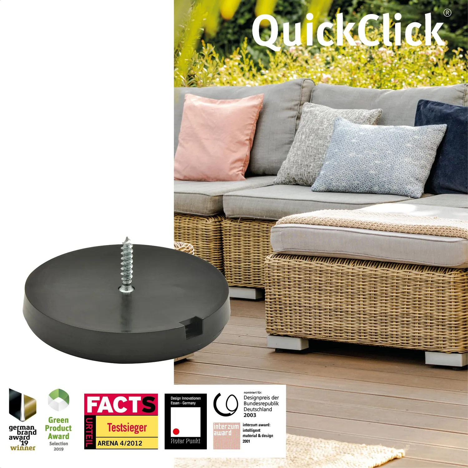 Wagner QuickClick pattini plastica 50 mm neri 4 pezzi