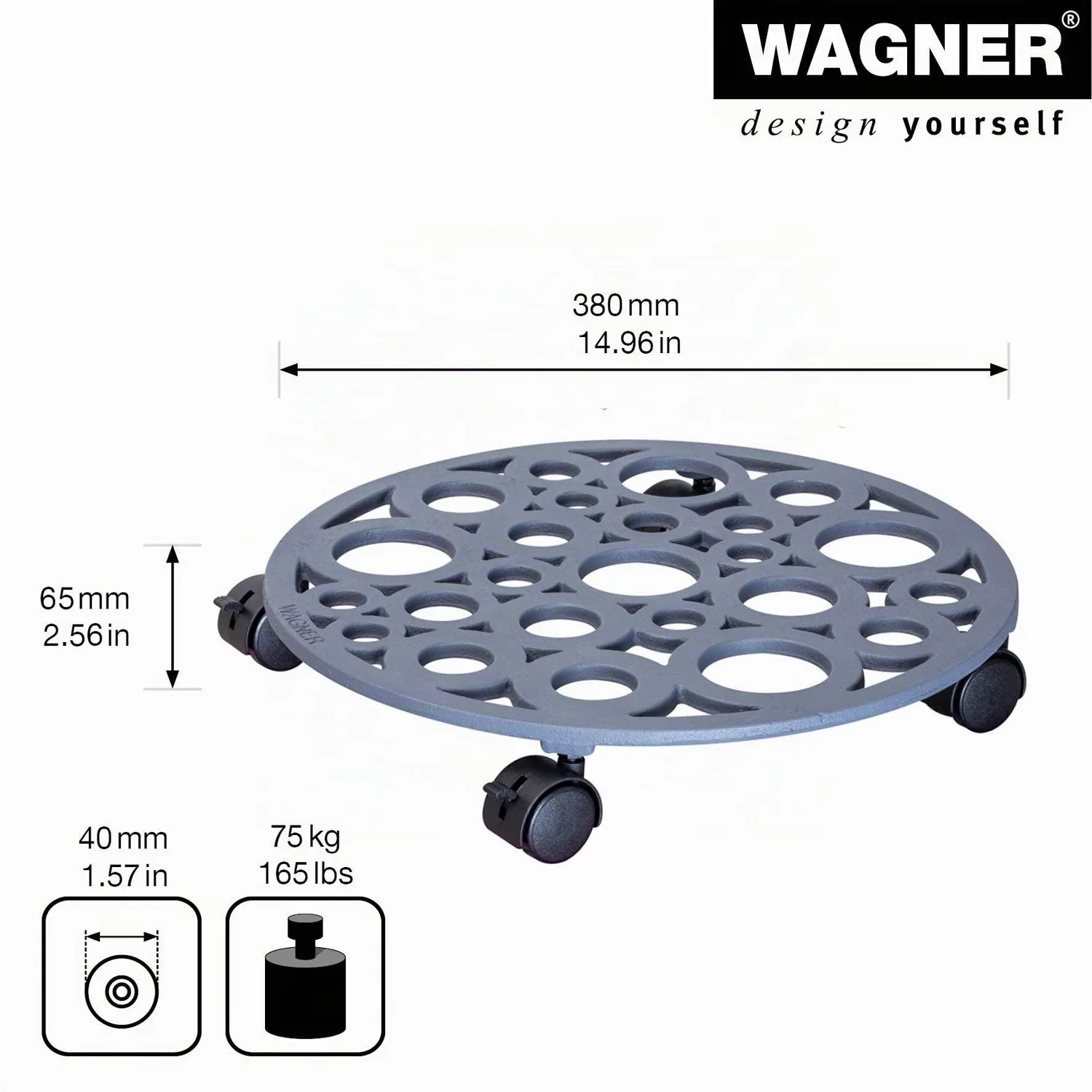 Wagner Bubble Carrello Piante Ghisa Grigio Ardesia Ø 38 cm