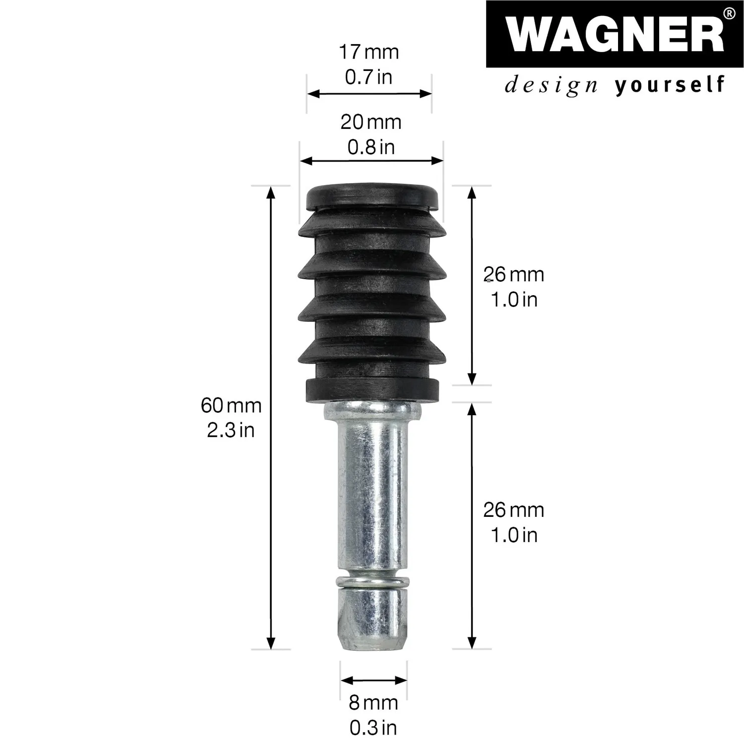 Wagner RO 0083 perno con manicotto tondo 2 pz 20 mm