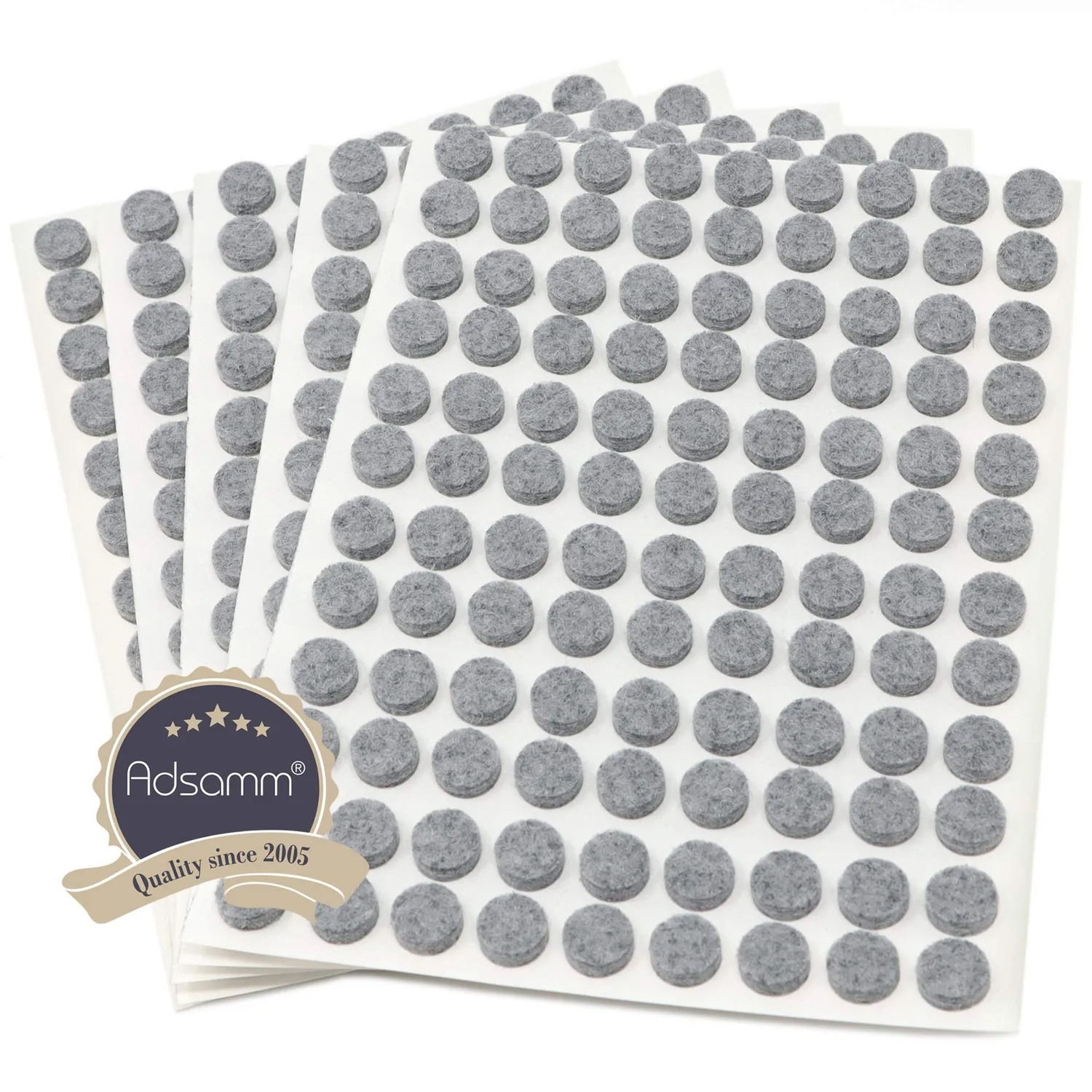 Adsamm Feltrini Autoadesivi Ø 10 mm Grigi 540 Pezzi 3,5 mm