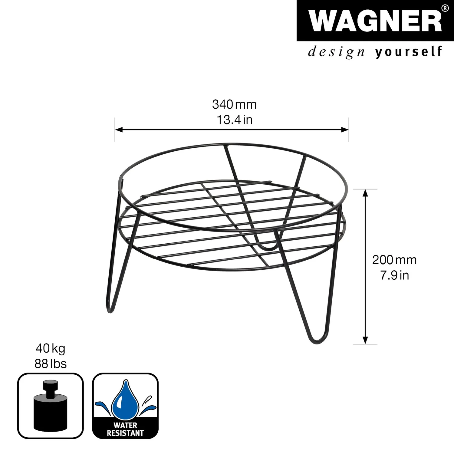 WAGNER Hairpin Style 25062001 supporto piante Ø34 cm nero
