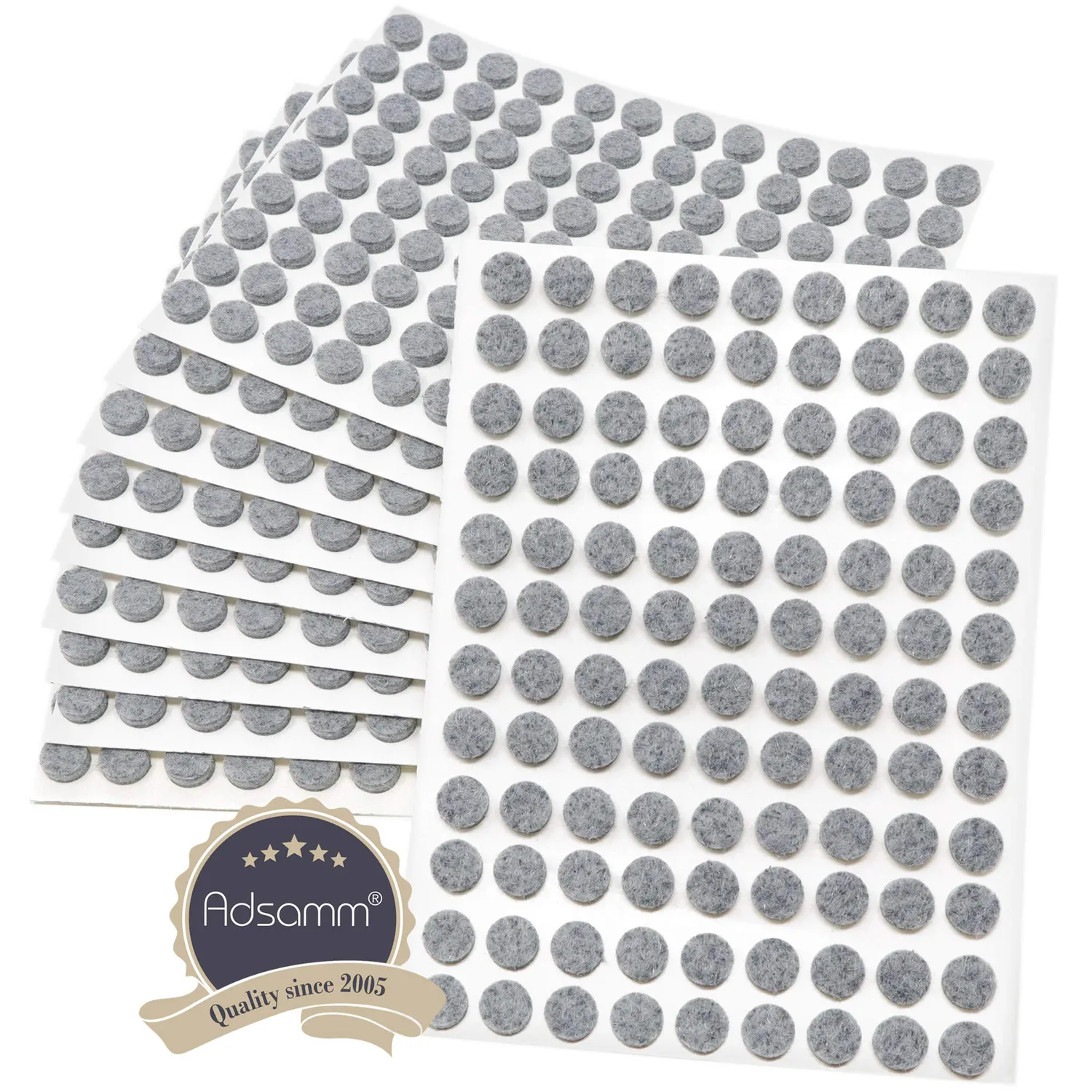 Adsamm Feltrini Autoadesivi Tondi Ø 10 mm Grigi 1080 pz 3,5 mm