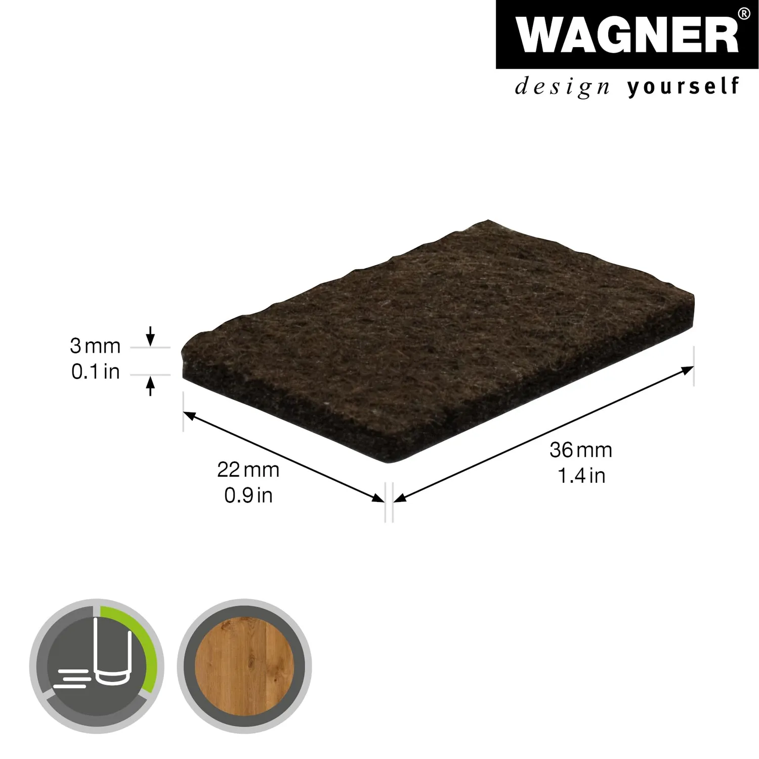 Wagner EH 1737 feltrini adesivi 22x36 mm marroni 12 pz feltro