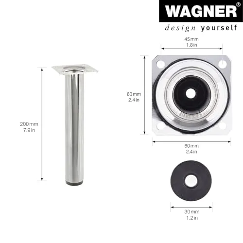 Wagner 1520 piedino per mobili acciaio cromo 200 mm