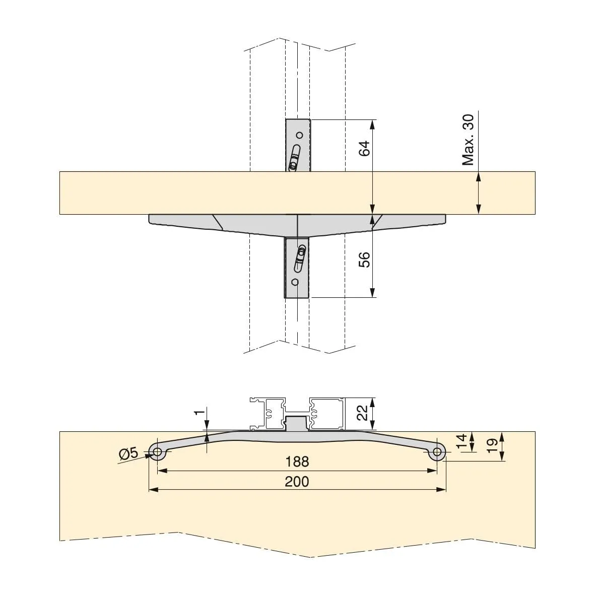 Emuca Zero Kit 3 supporti legno +1 modulo nero testurizzato
