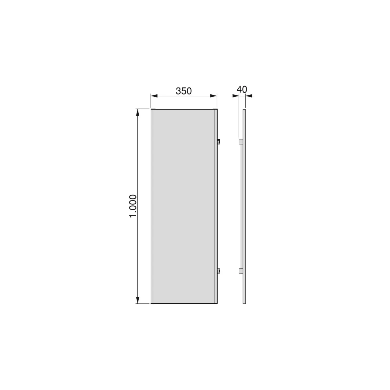 Emuca specchio estraibile armadio 1000x340 mm grigio pietra