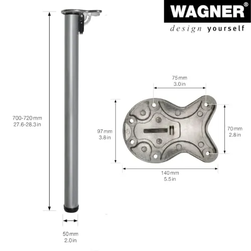 Wagner Klapp ST 1816 gamba per mobili pieghevole acciaio 70 cm