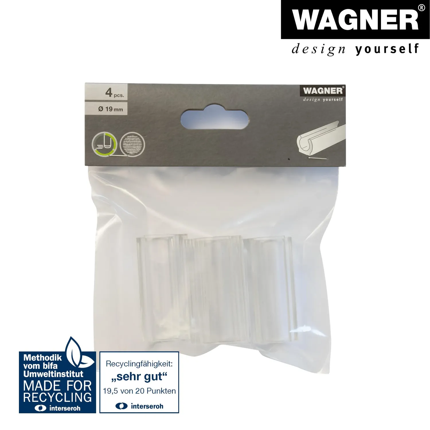 Wagner 15068299 tappi tubo rotondo 4 pezzi trasparenti