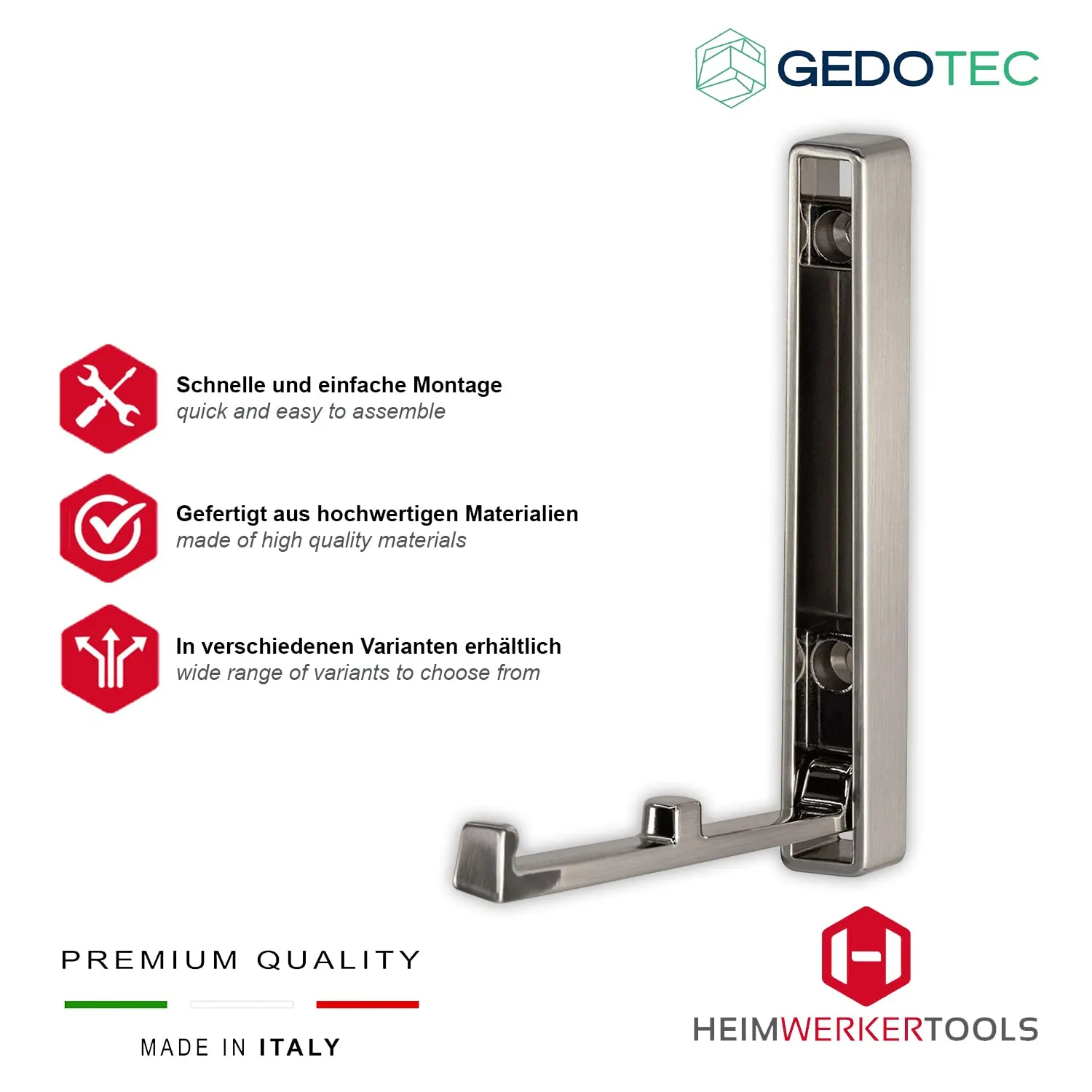 Gedotec Java gancio pieghevole acciaio inox 120 mm 1 pezzo