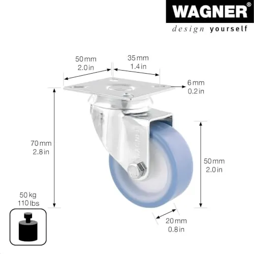 Wagner RO 1550 rotella girevole 50 mm set 4 pezzi