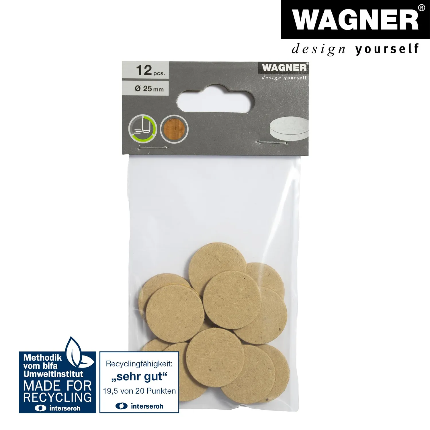 Wagner SYNO 16102599 feltrini marroni 12 pezzi 25 mm