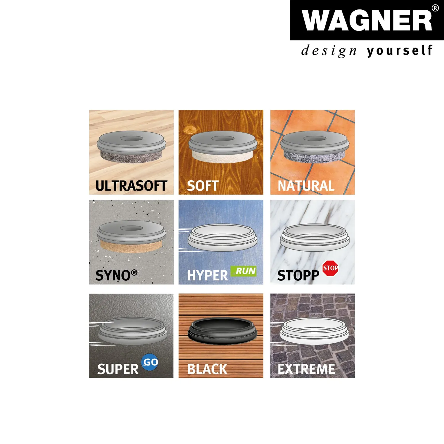 WAGNER QuickClick scivoli Hyper Ø30 mm plastica 4+4 pz