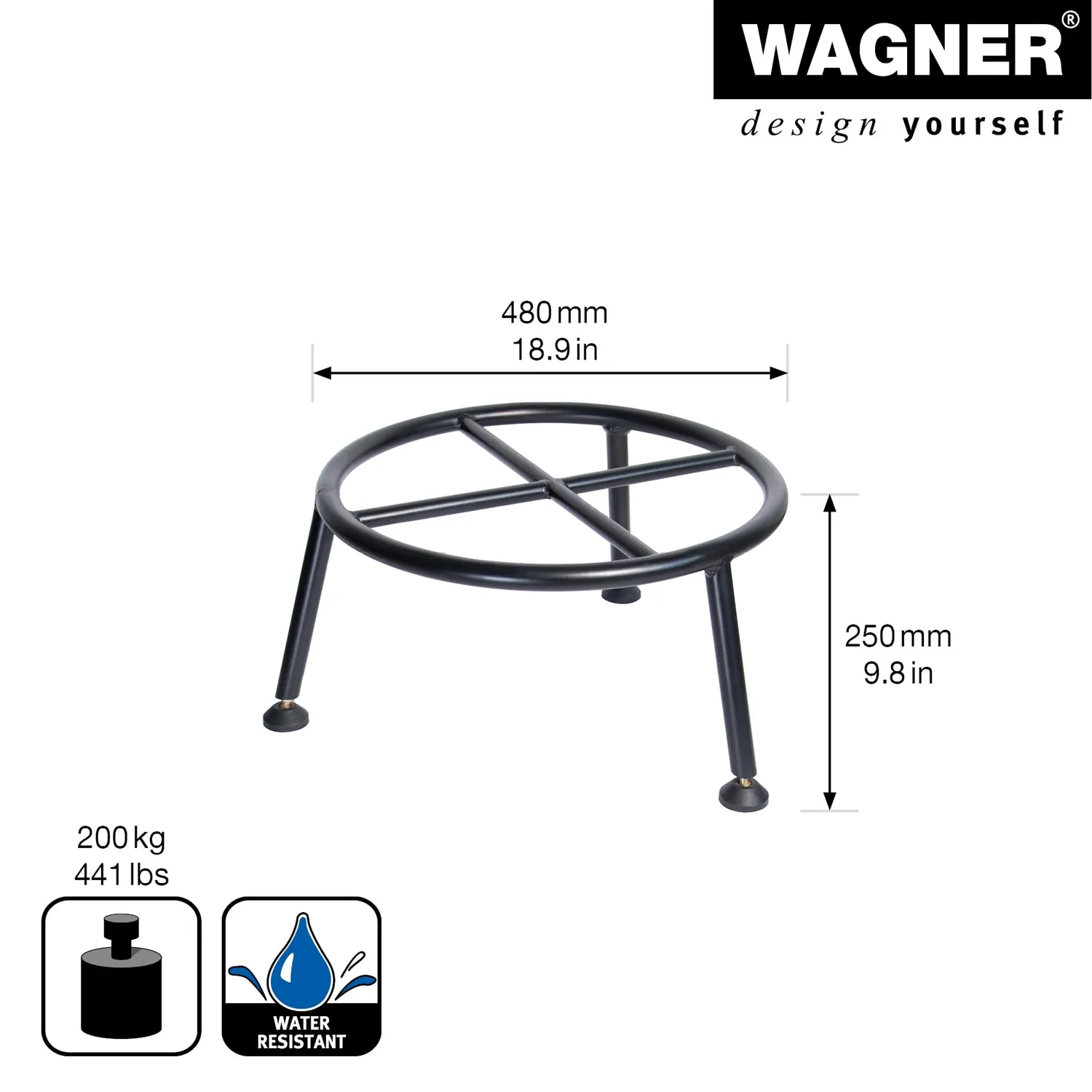 Wagner Retro GH 0681 portavaso acciaio Ø48 nero 25 cm