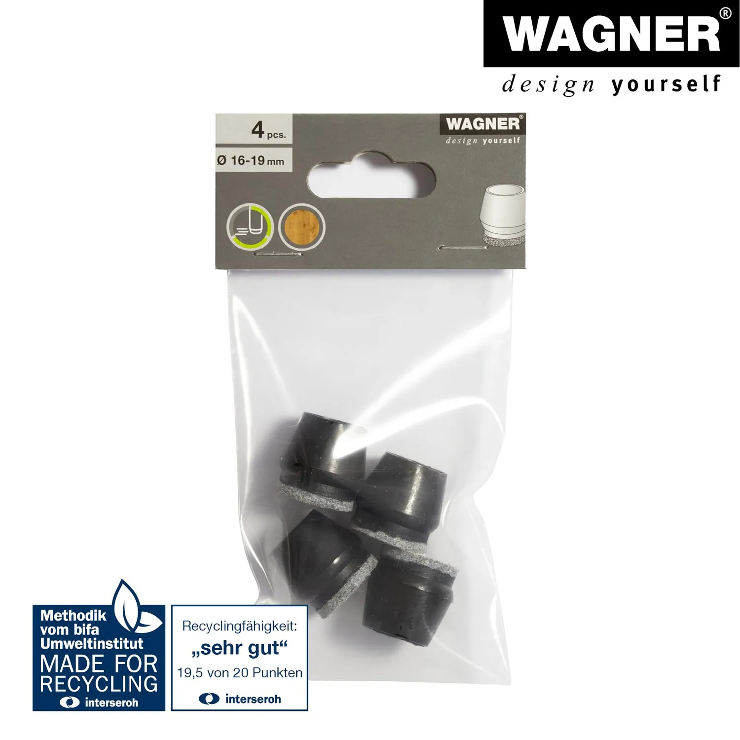 Wagner EH 0659 tappi per tubi acciaio 4 pezzi Ø 16-22 mm feltro