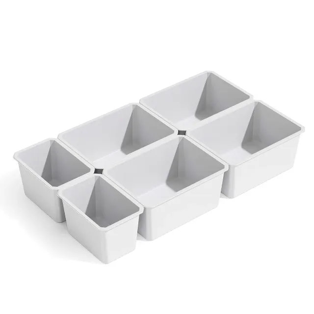 Emuca Tidy organizer cassetti bianchi 6 pezzi ABS impilabili