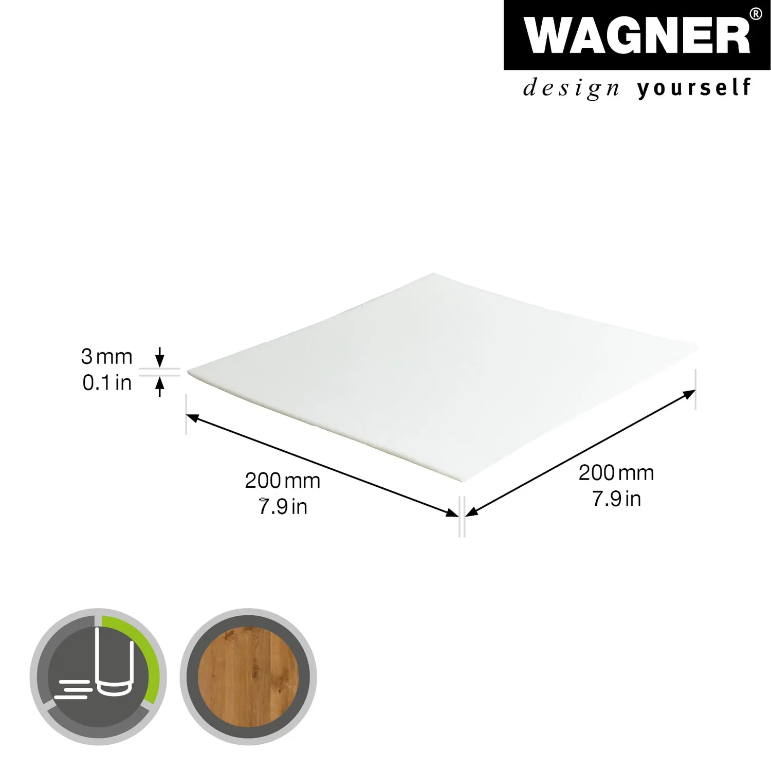 Wagner 15176199 Piastra Feltro Adesiva 200x200 Bianca
