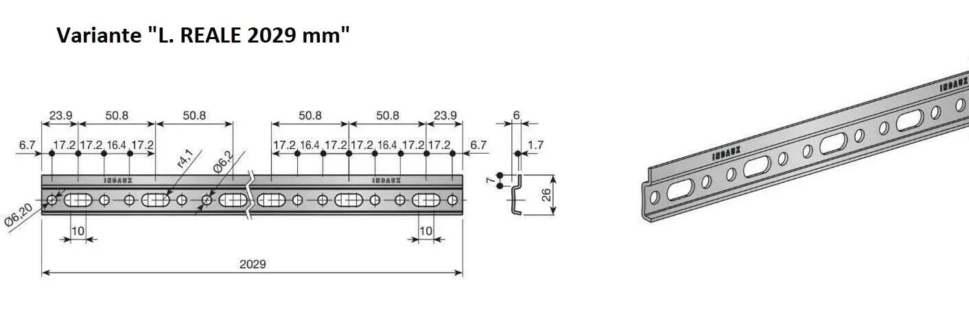 Indaux barra reggipensili 2029 mm kit 4 ganci regolabili