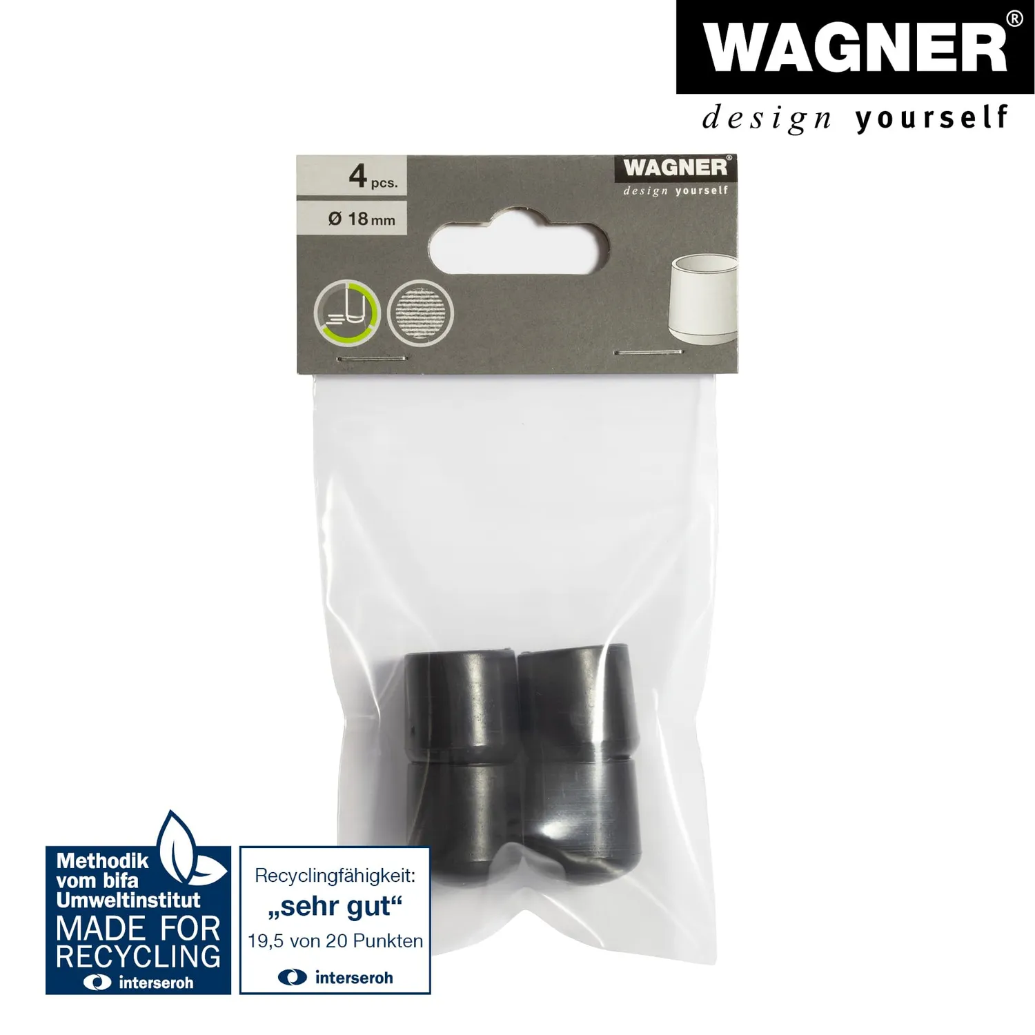Wagner 15061899 tappi per tubi rotondi 4 pezzi Ø 18/22 mm neri