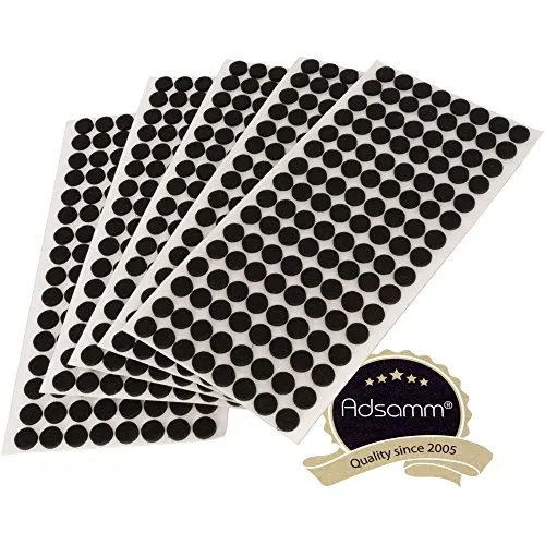 Adsamm Feltrini Adesivi Tondi Neri 12 mm Feltro 640 Pezzi Antigraffio