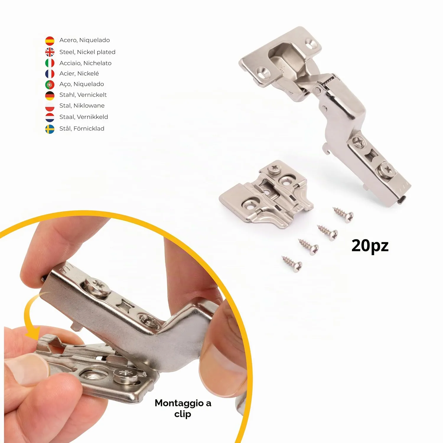 Emuca X92 collo alto cerniera ammortizzata 20 pz