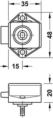 Gedotec serratura push-lock per camper marrone 15 mm 1 pz