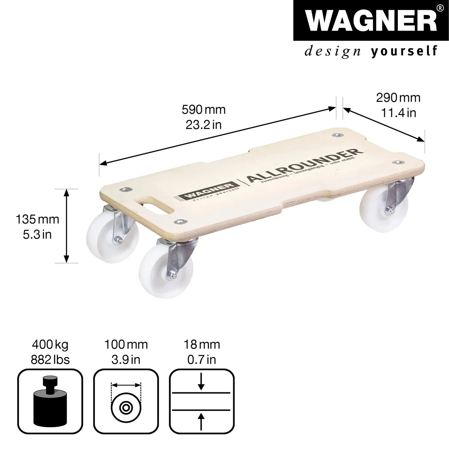 Wagner MM 1326 20132601 carrello trasporto 59x29 cm 400 kg