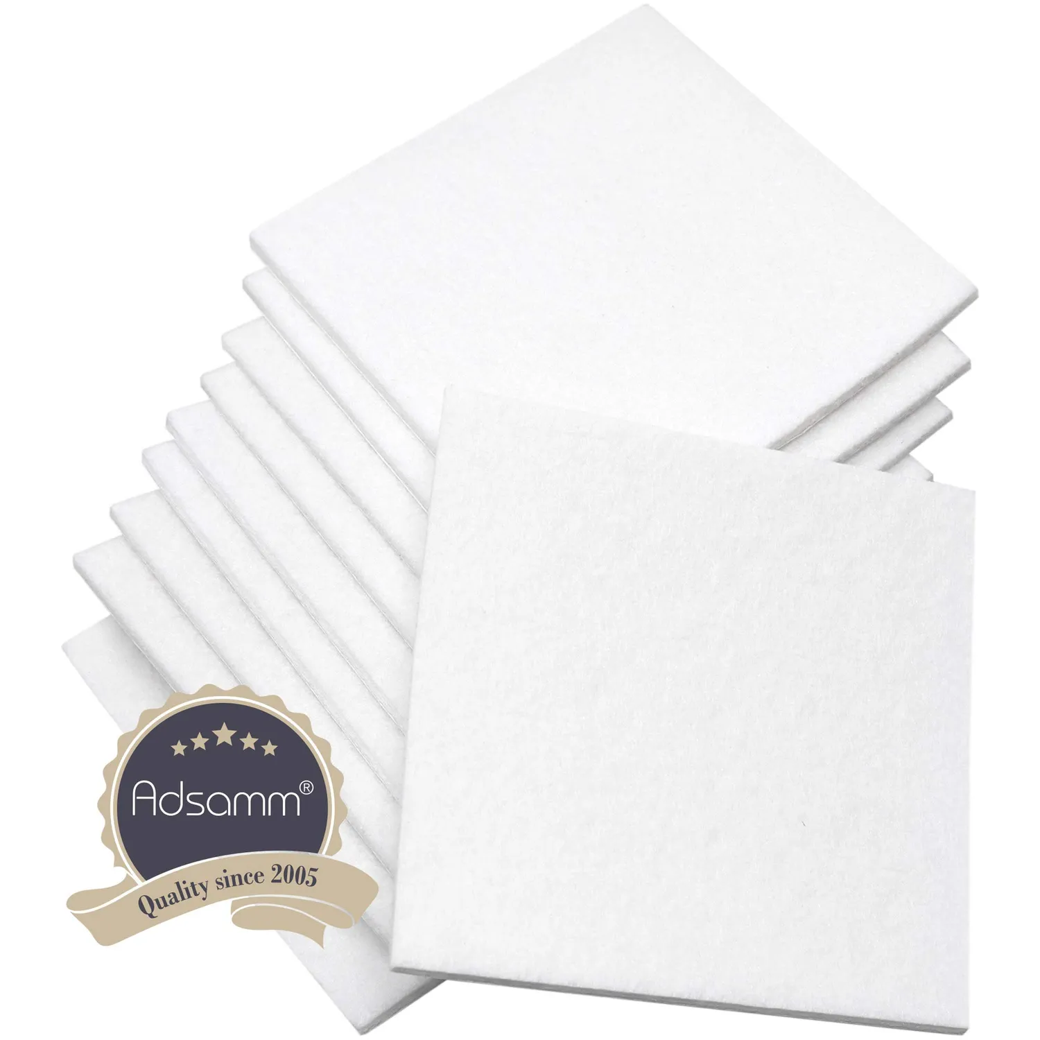 Adsamm Quality 100x100 mm fogli feltro autoadesivo 10 fogli bianchi 3,5mm