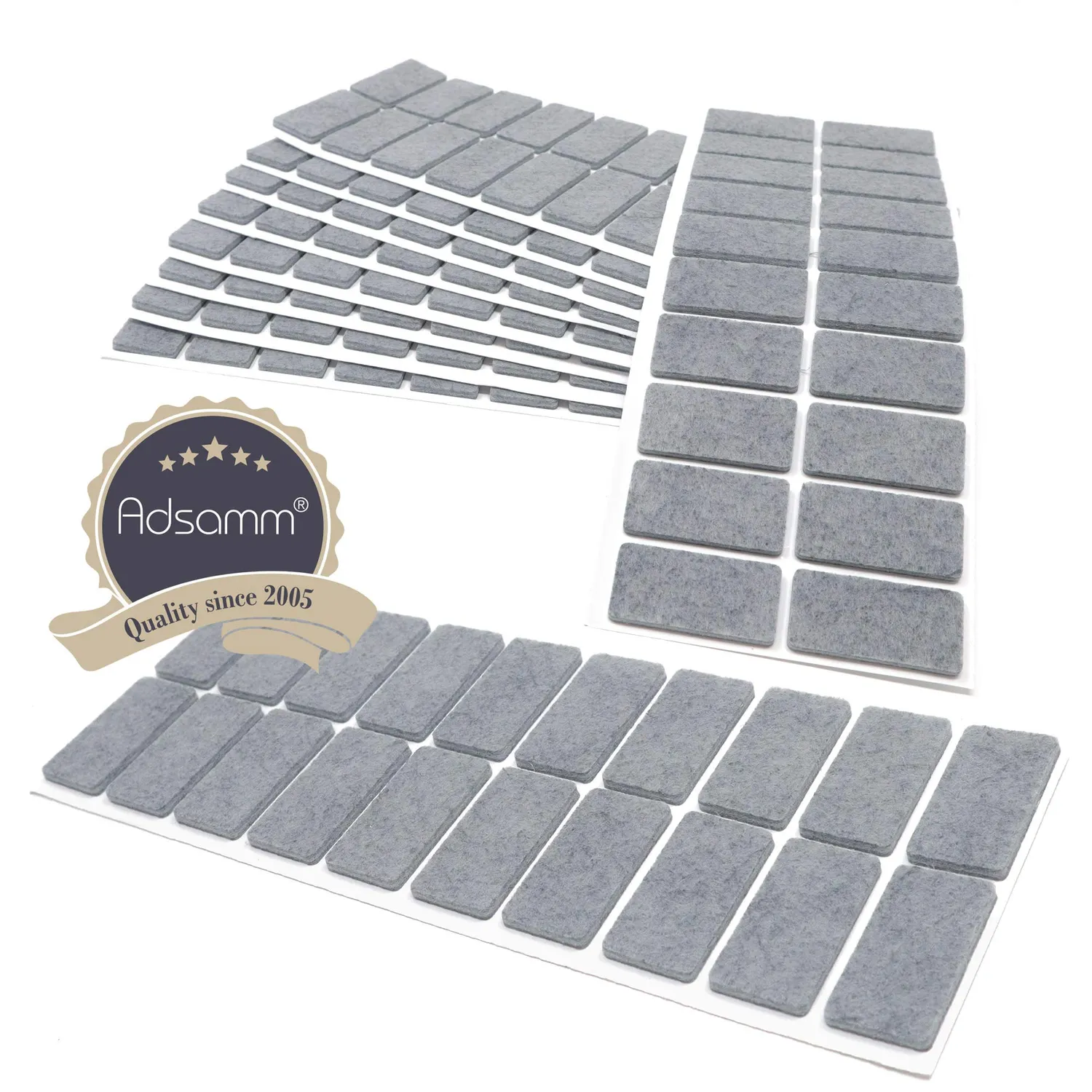 Adsamm feltrini autoadesivi grigi 20x40 mm 200 pezzi rettangolari