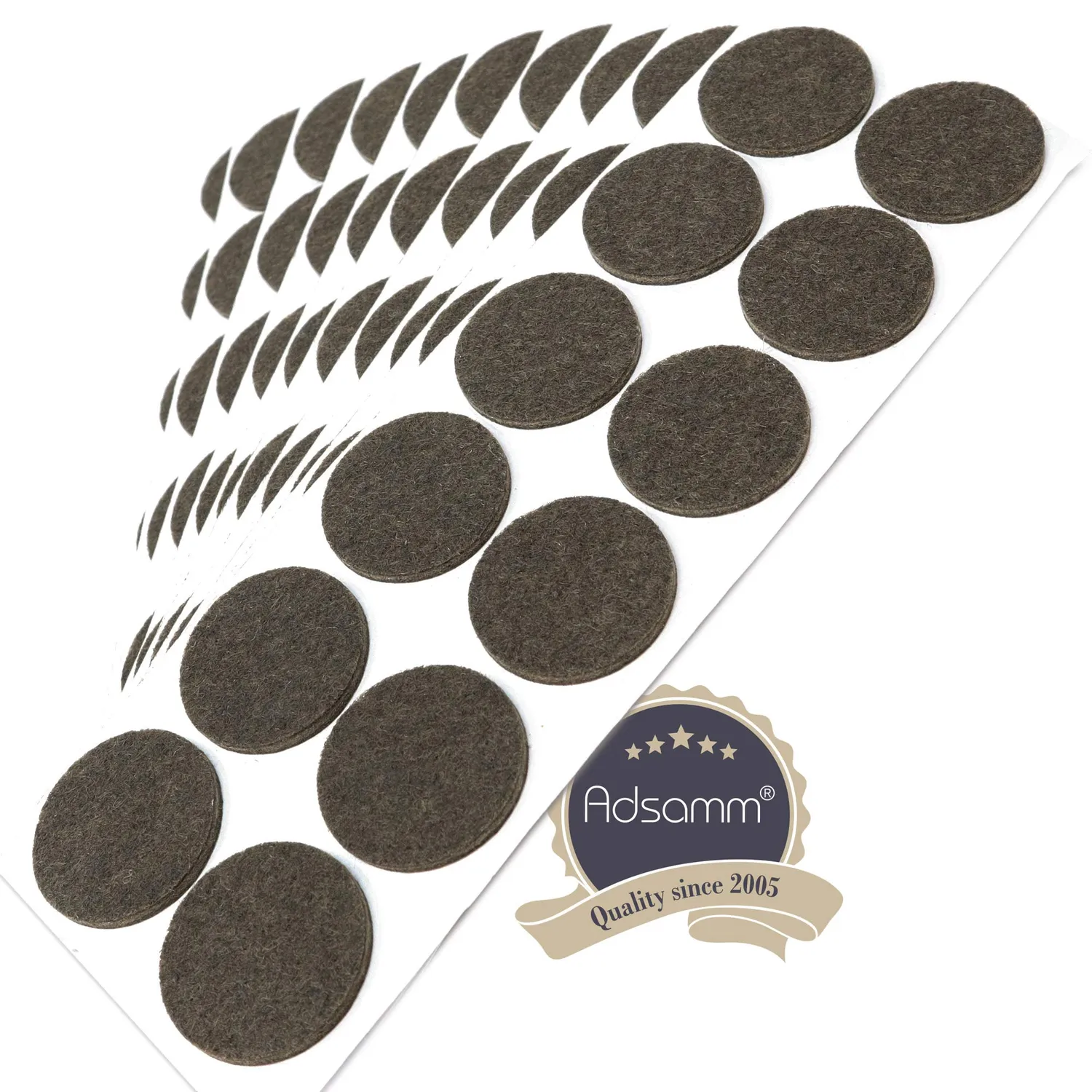 Adsamm Feltrini autoadesivi marroni Ø34 mm 120 pezzi feltro
