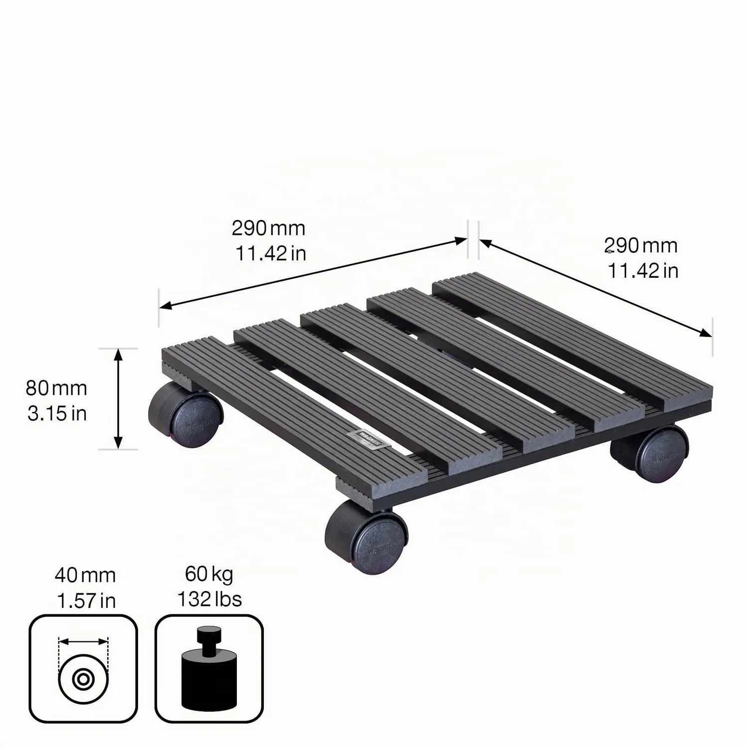 Wagner Sottovaso Ruote 29x29 Antracite WPC 60 kg