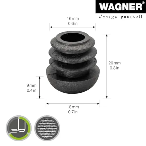 Wagner 15005199 puntali sedia acciaio 16/18 mm neri 4 pezzi
