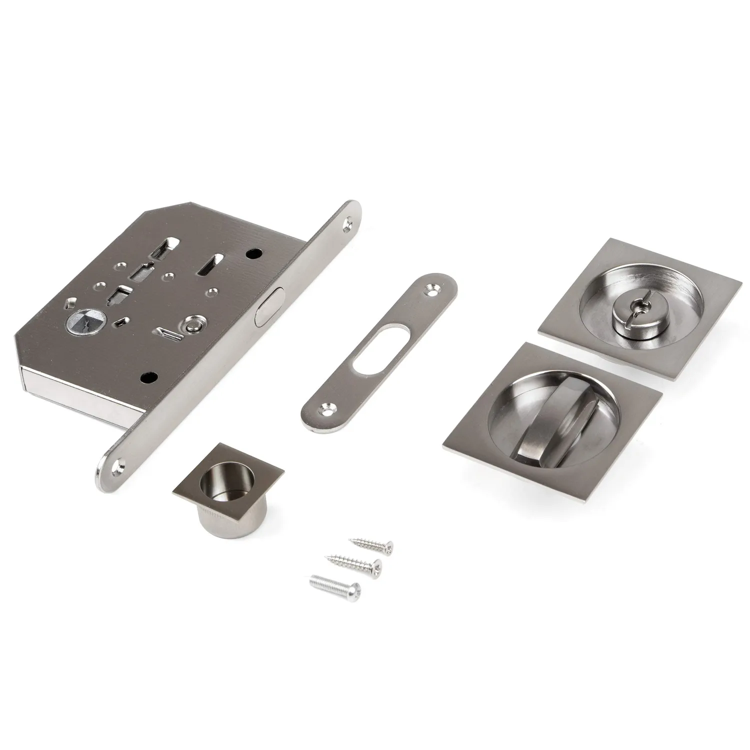 Emuca Kit Serratura Scorrevole Rotonda 57 mm Nichel Porte 35-40