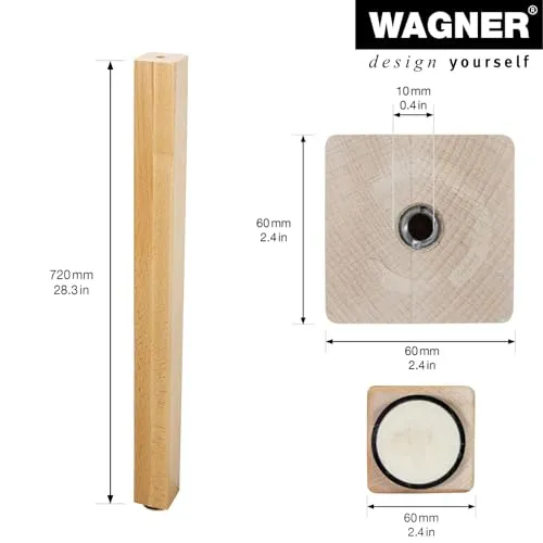 Wagner 60x60 piede tavolo faggio naturale 710 mm