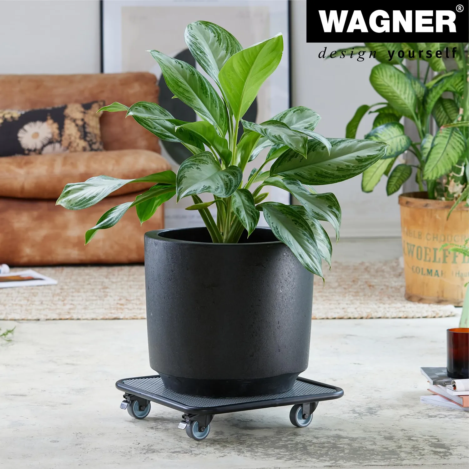 Wagner Black White GH 7018 portavasi ruote 38x38 cm