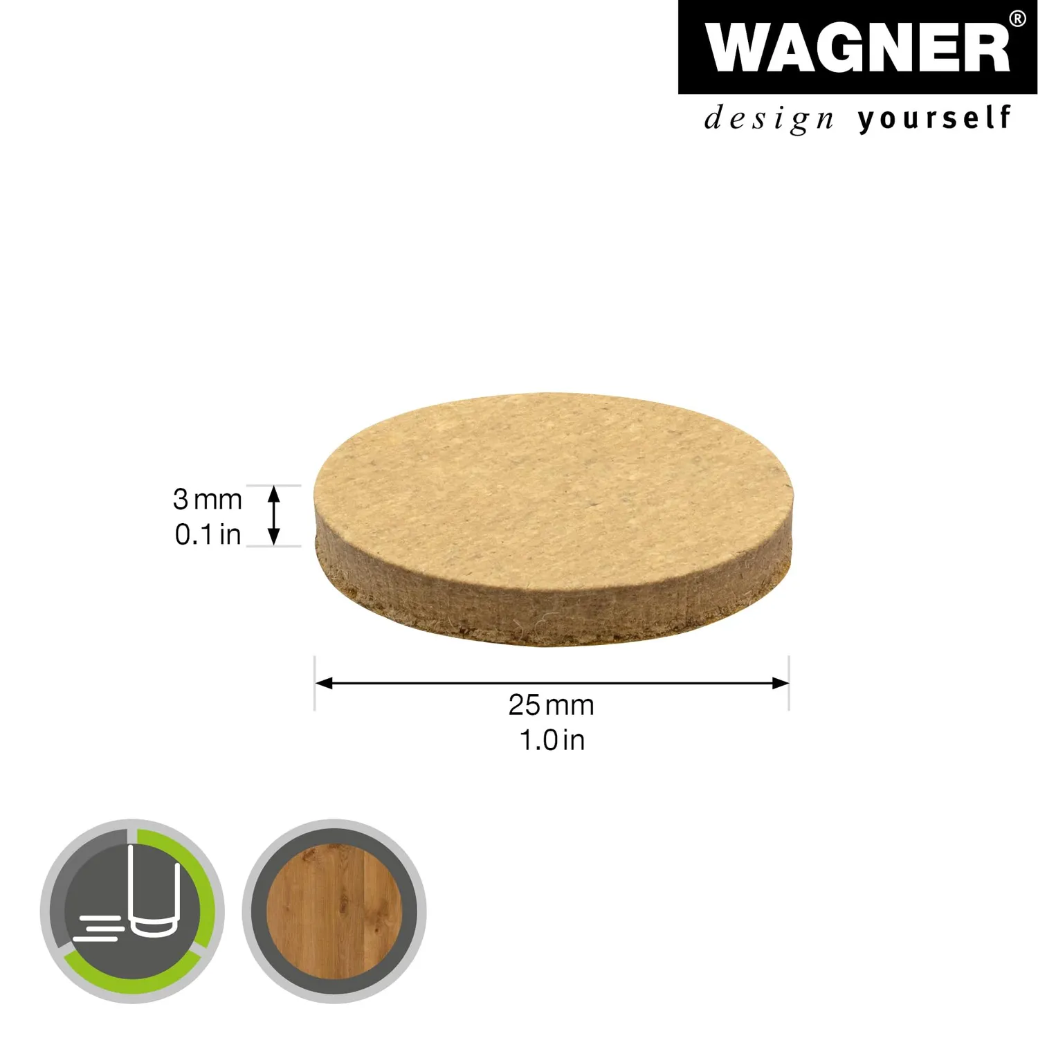 Wagner SYNO 16102599 feltrini marroni 12 pezzi 25 mm